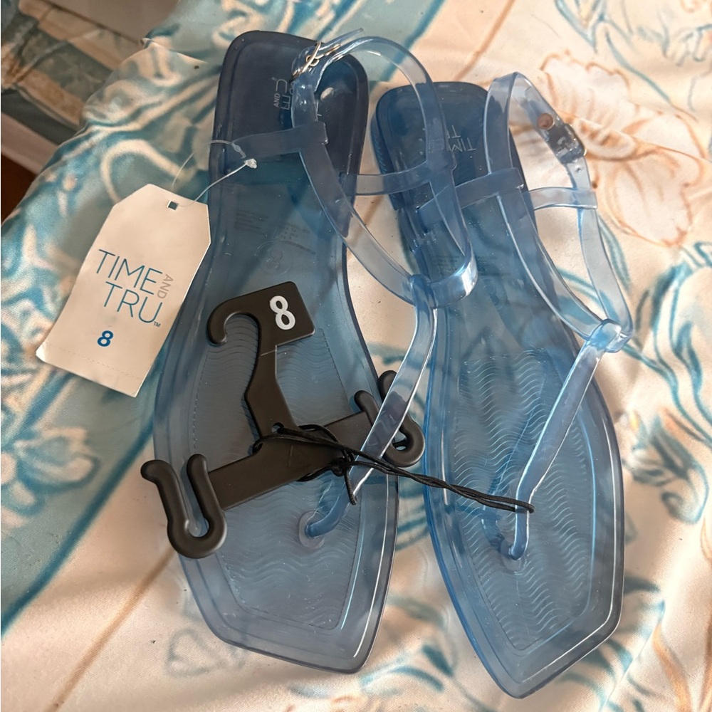 Time and Tru Women's Clear Blue Sandals NWT